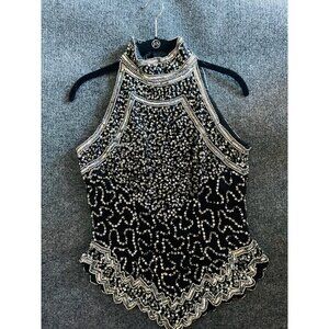 Vintage sequins top Black and silver Styleworks Ladies sequined and beaded top S